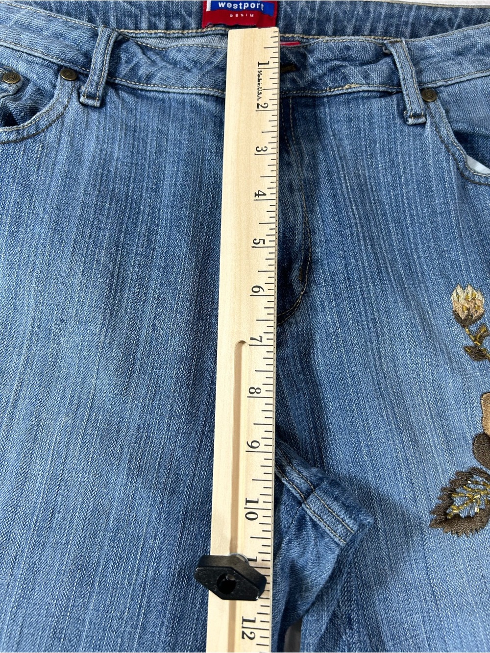 Westport Jeans Women’s Sz 14 High Rise Embroidered Boho Y2K Retro Festival - Picture 5 of 10